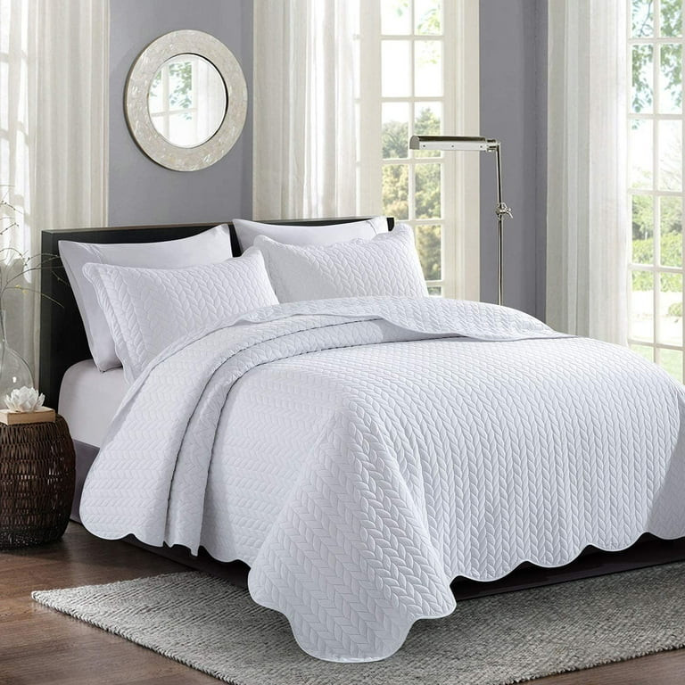 IR Imperial Rooms 3 Pc Quilt for Queen/Full bed Microfiber Bedspread with 2 Shams White | Walmart (US)