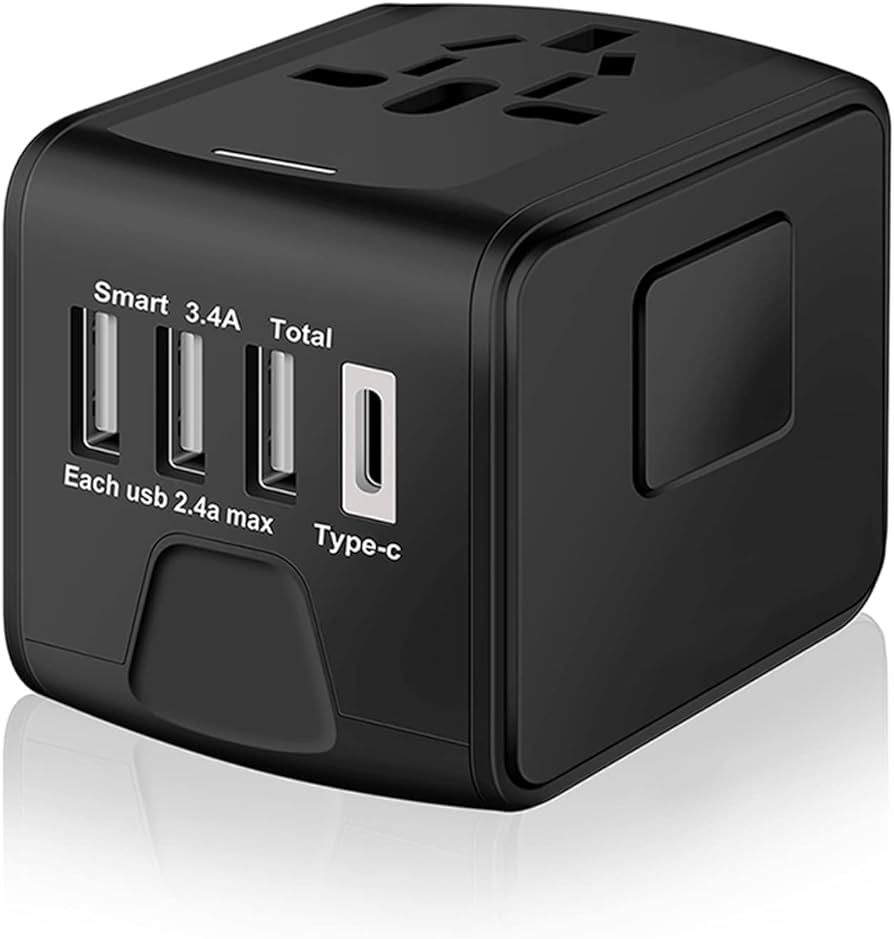 Universal International Travel Power Adapter W/High Speed 2.4A USB, 3.0A Type-C Wall Charger, Eur... | Amazon (US)