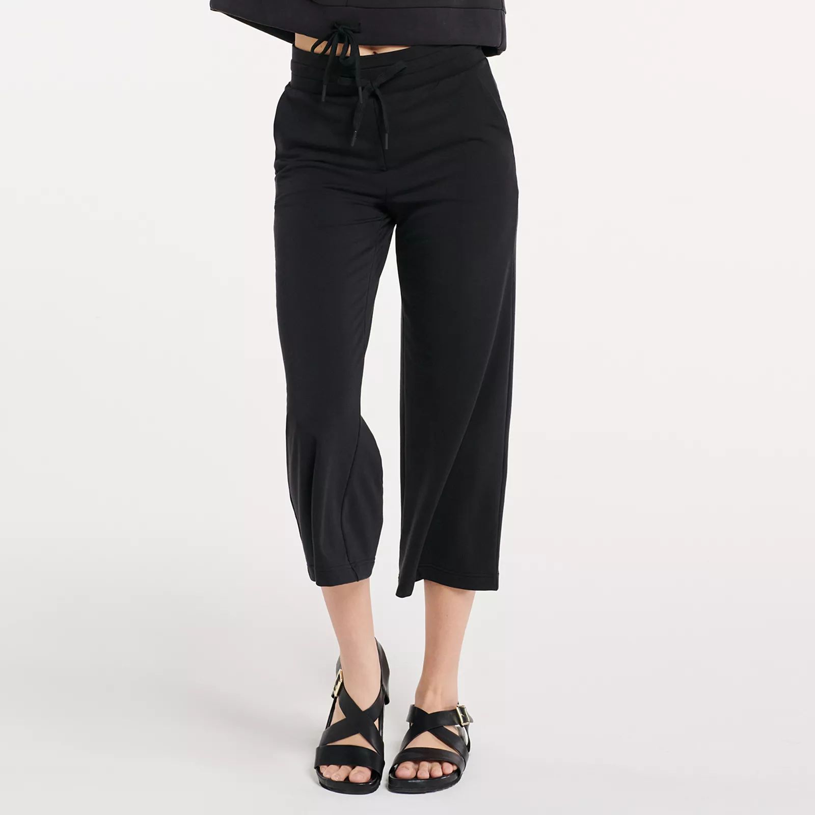 Women's FLX High-Waisted Wide Leg Crop Pants, Size: XXL, Black | Kohl's