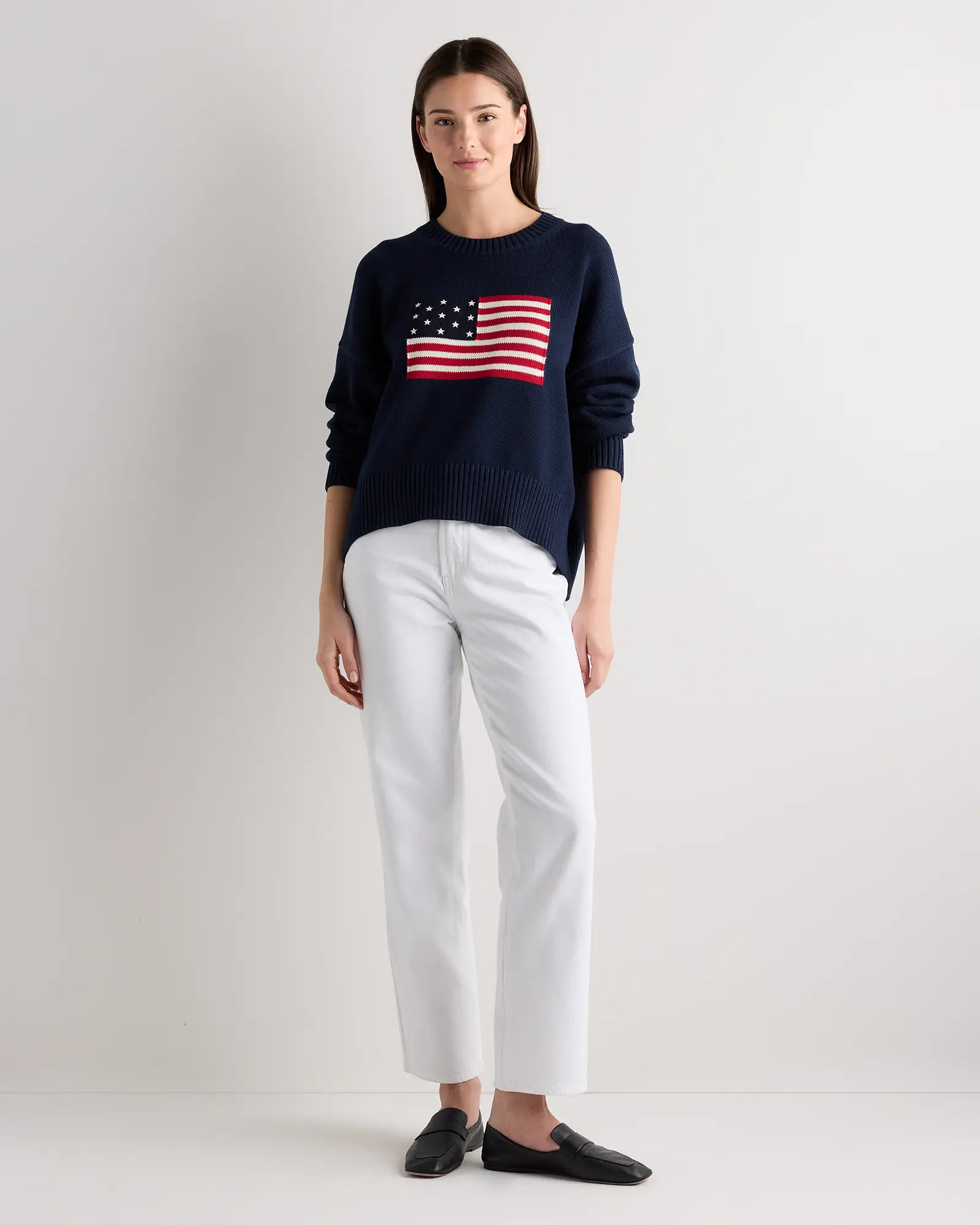 Women's 100% Organic Cotton Flag Sweater in Navy Flag | Quince