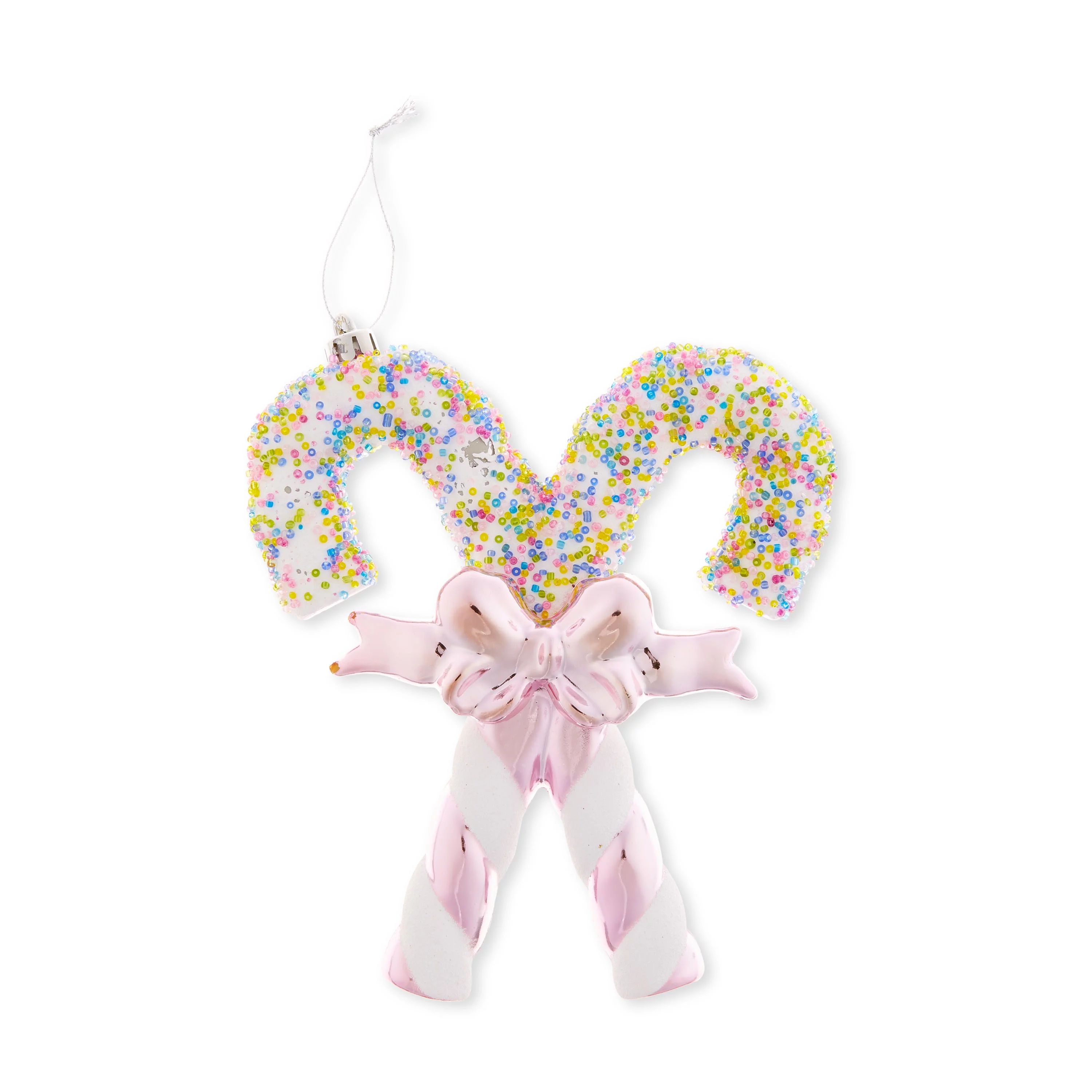 Pink and White Sprinkles Jumbo Candy Cane Decorative Ornament, 7.4 in, by Holiday Time | Walmart (US)