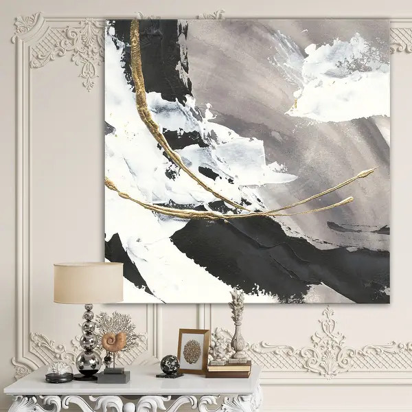 Designart 'Glam Printed Arcs II' Transitional Printed Gallery-wrapped Canvas | Bed Bath & Beyond