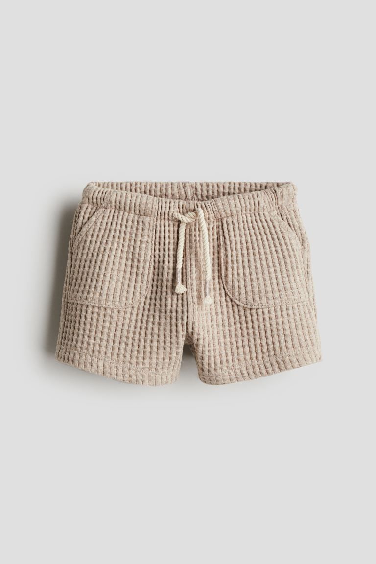 Waffled Cotton Shorts - Regular waist - Short - Beige - Kids | H&M US | H&M (US + CA)