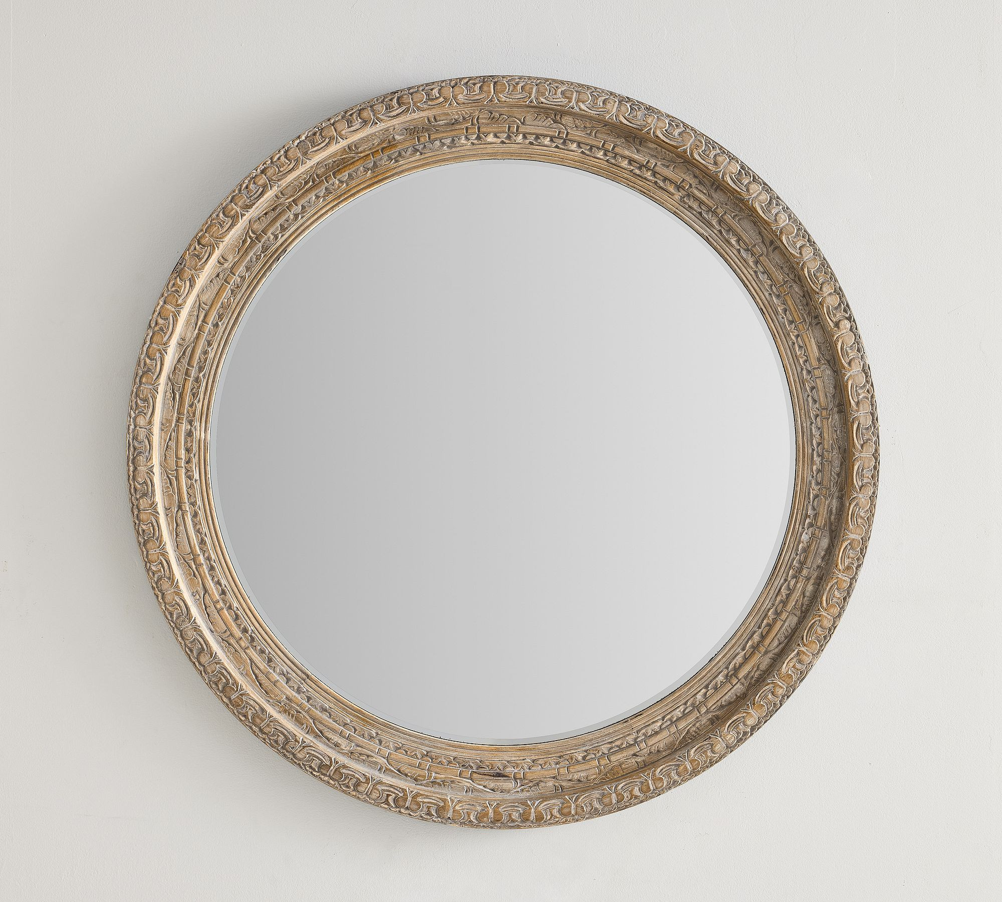 Aarya Carved Round Mirror | Pottery Barn (US)