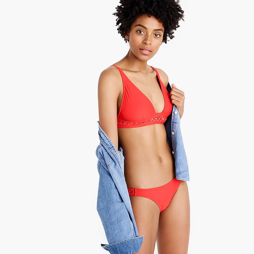 Deep V-neck french bikini top with cutout trim | J.Crew US