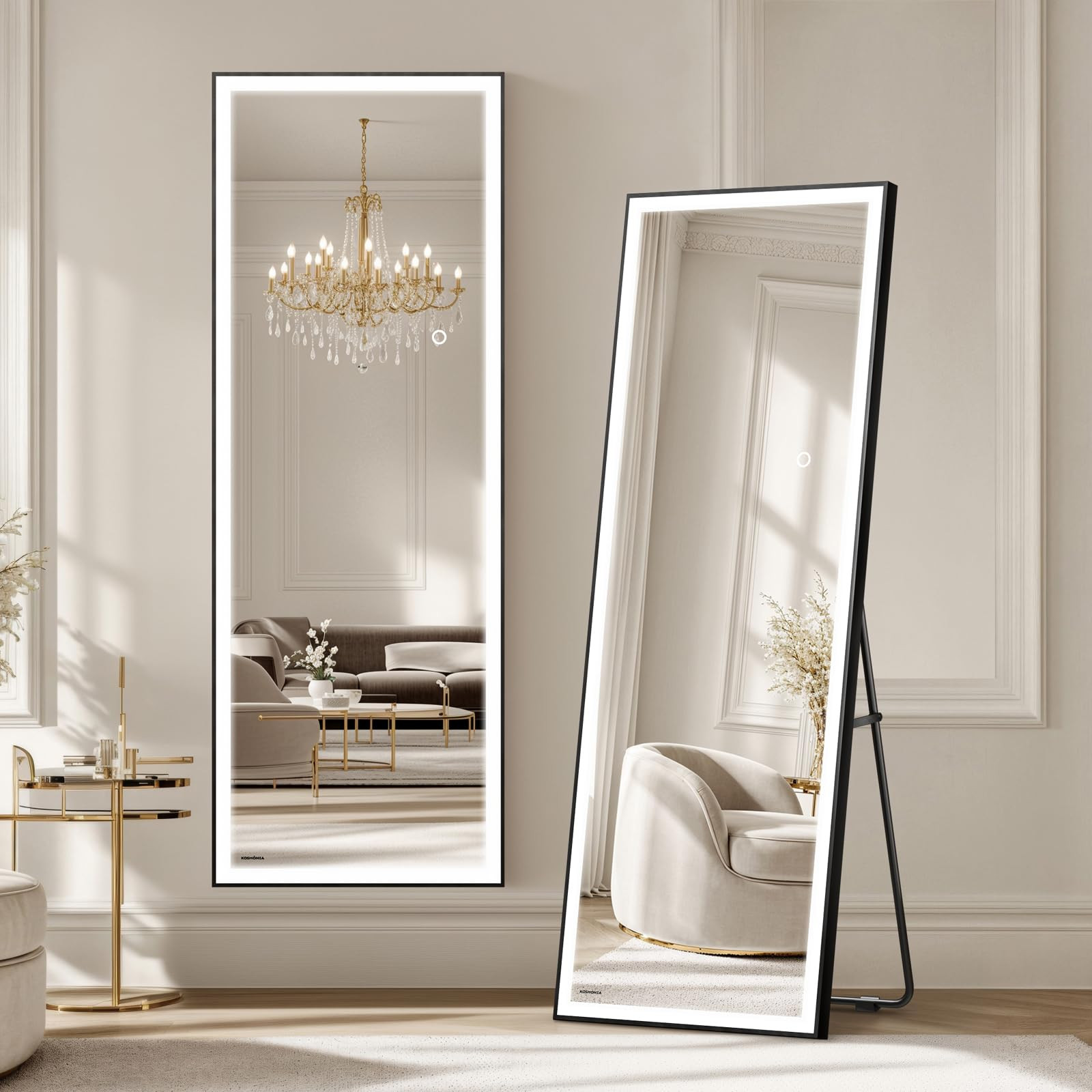 56×18 LED Full Length Mirror with Lights - Wall Mounted Vertical Vanity Mirror for Bedroom & Bat... | Amazon (US)