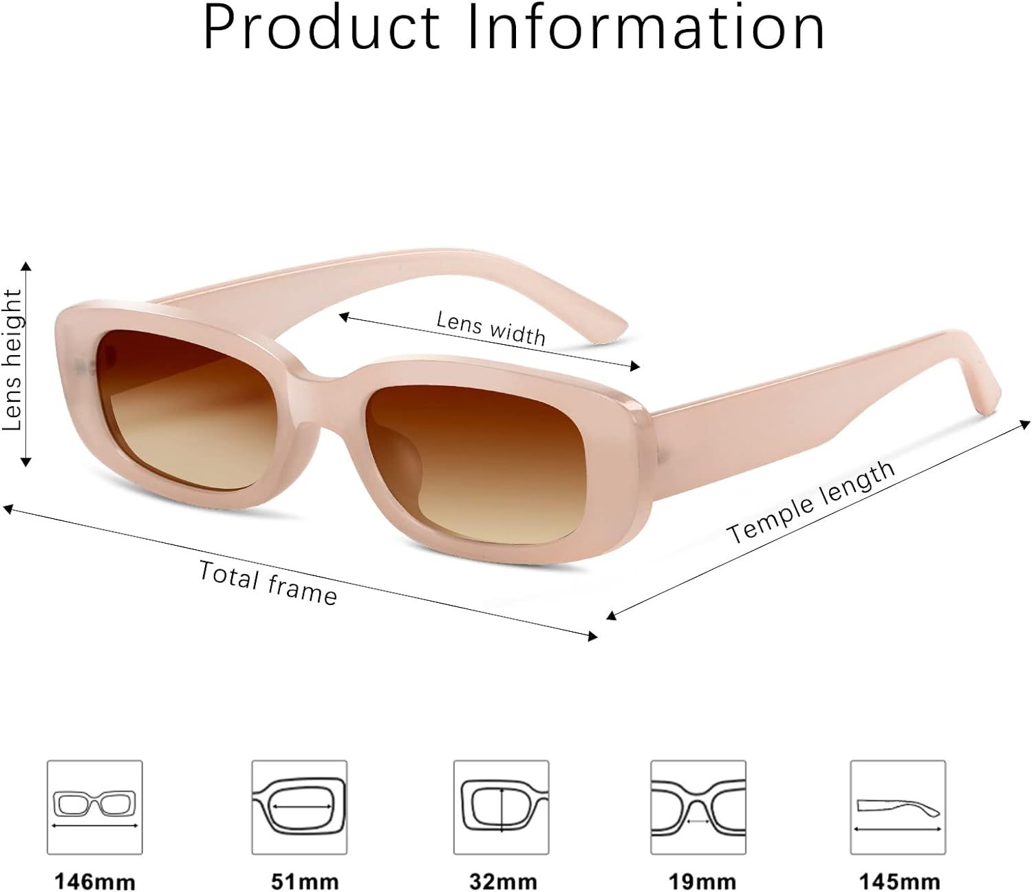 VIYSIOO Rectangle Womens Sunglasses Retro Fashion 90s UV400 Protection Square Frame Y2K Sunglasse... | Amazon (US)