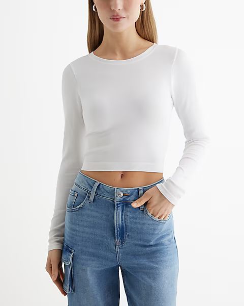 Body Contour Seamless Ribbed Crew Neck Cropped Tee | Express
