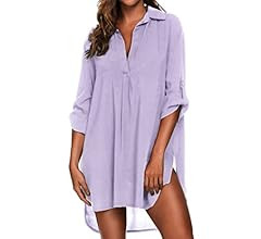 Ekouaer Women's Swimsuit Beach Cover Up Shirt Bikini Beachwear Bathing Suit Beach Dress | Amazon (US)