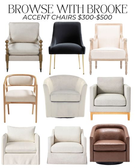 Browse with me for accent chairs! I did a round up of accent chairs from a mix of retailers. This mix is all under $500 ✨

Accent chair, armchair, upholstered chair, swivel chair, velvet chair, leather chair, neutral chair, rolling chair, budget friendly chair, living room seating, modern accent chair, traditional accent chair, wayfair, Amazon, Amazon home, Ballard, target, world market 

#LTKhome #LTKunder100 #LTKstyletip
