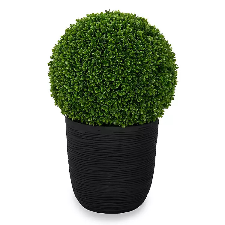 New! UV Boxwood Ball Topiary in Black Pot | Kirklands