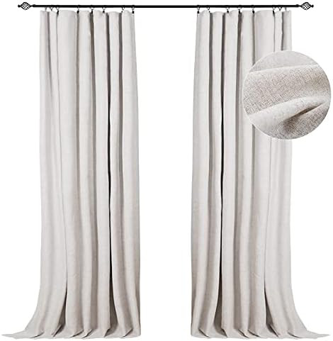 100% Blackout Shield Linen Blackout Curtains 84 Inch Long 2 Panels Set, Clip Rings/Rod Pocket Bla... | Amazon (US)