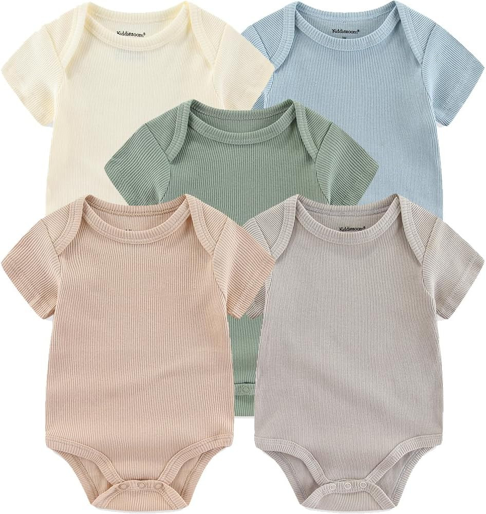 Kiddiezoom newborn Baby Unisex Cotton One-Piece Bodysuits Baby Gift 5-pack Baby clothes | Amazon (US)