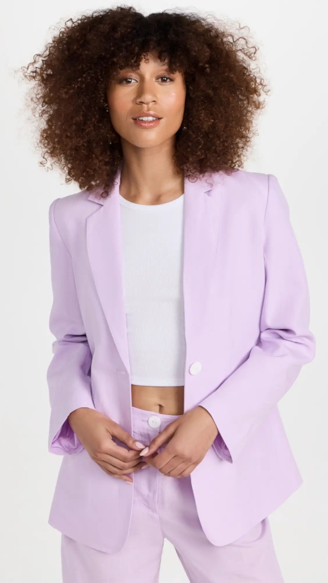 Brea Lilac Linen Oversized Blazer | Shopbop