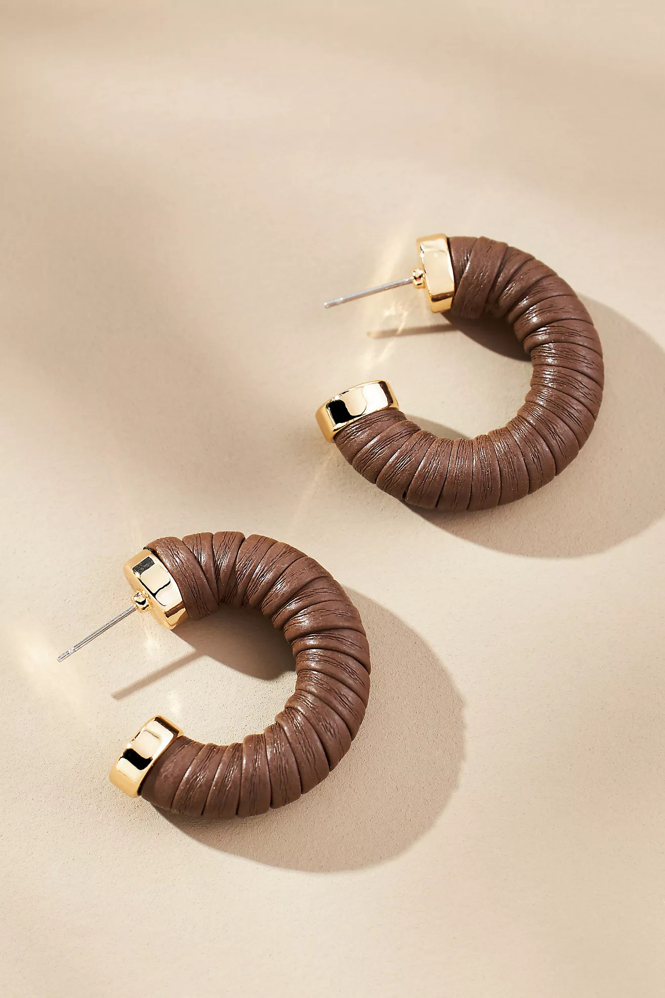 Faux-Leather Wrapped Hoop Earrings | Anthropologie (US)