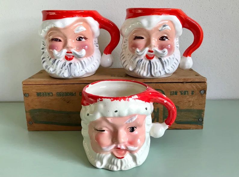 Vintage Santa Mug, Choice NAPCO Cup, Winking Santa Claus, Full Size, 1950s Japan Christmas | Etsy (US)