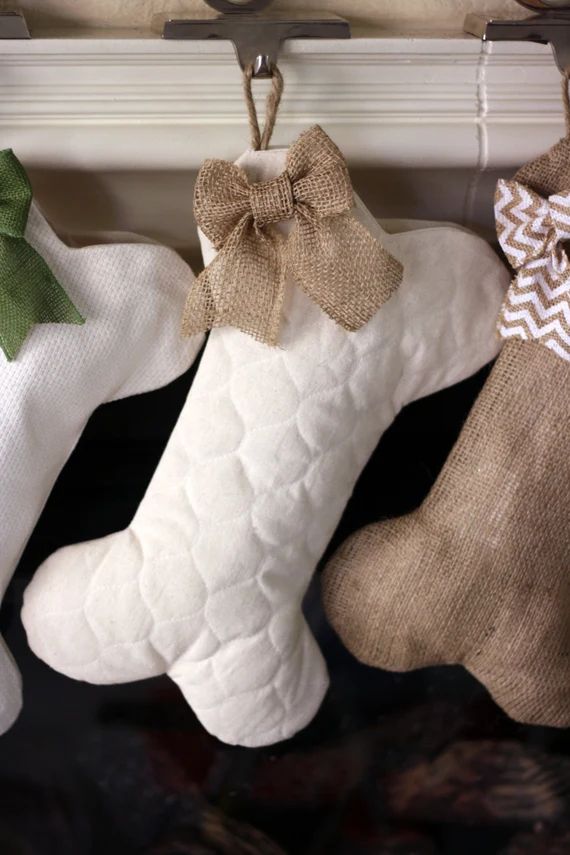 Quilted Dog Bone Christmas Stocking with Optional Bow - Pet Stocking | Etsy (US)