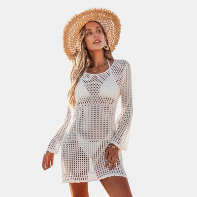 Women's White Cutout Flared Sleeve Cover-up Dress -Cupshe-S-White | Target