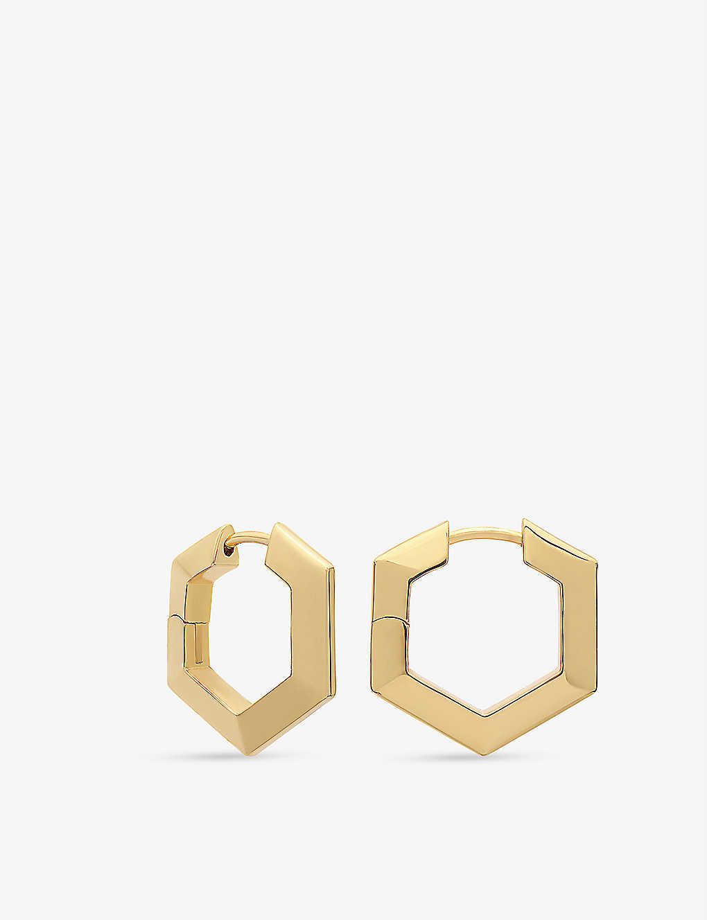 Hexagon 22ct yellow gold-plated sterling-silver hoops | Selfridges