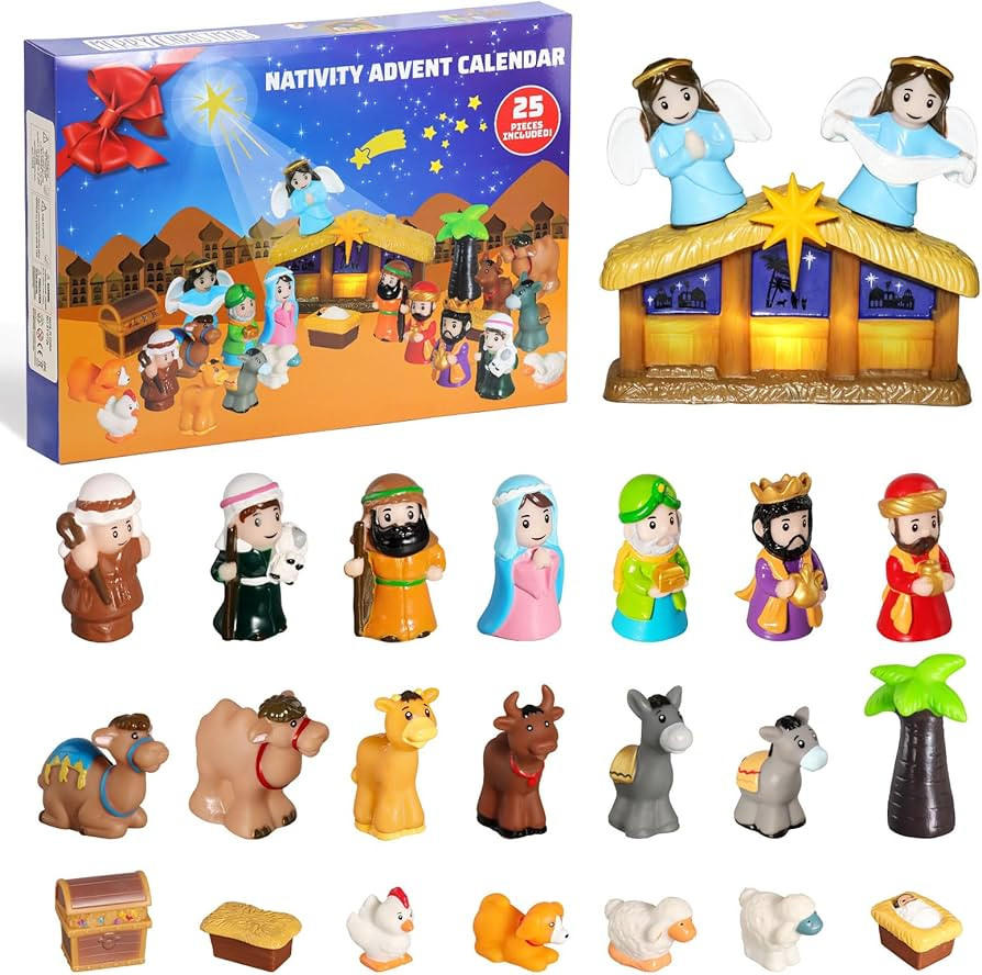 Nativity Advent Calendar 2024 with Lights, 25 Days Christmas Countdown Christian Advent Calendar ... | Amazon (US)