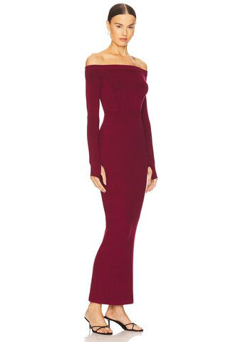 Michael Costello x REVOLVE Off Shoulder Bodycon Maxi Dress in Maroon from Revolve.com | Revolve Clothing (Global)