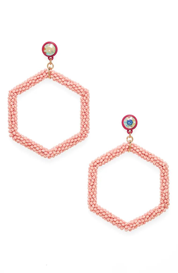 Beaded Hexagon Hoop Earrings | Nordstrom