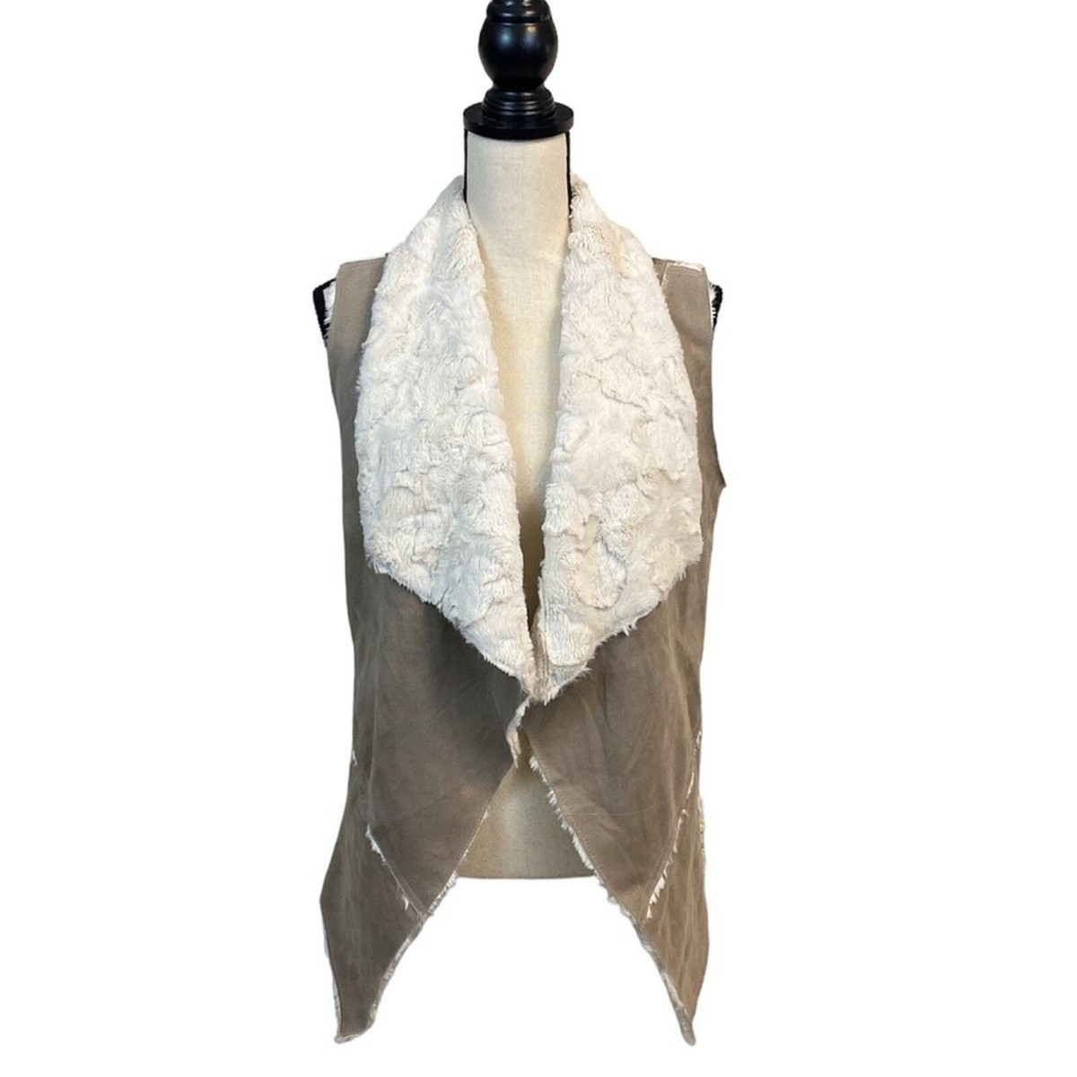 Altar’d State Taupe Faux Suede Faux Fur Vest Size Medium | eBay US