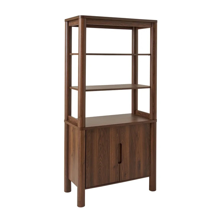 Better Homes & Gardens Adlin Bookcase with Doors, Walnut Finish | Walmart (US)