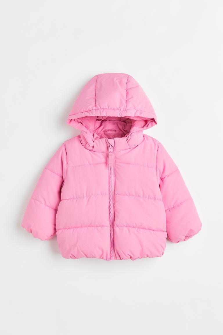 Hooded Puffer Jacket - Pink - Kids | H&M US | H&M (US + CA)