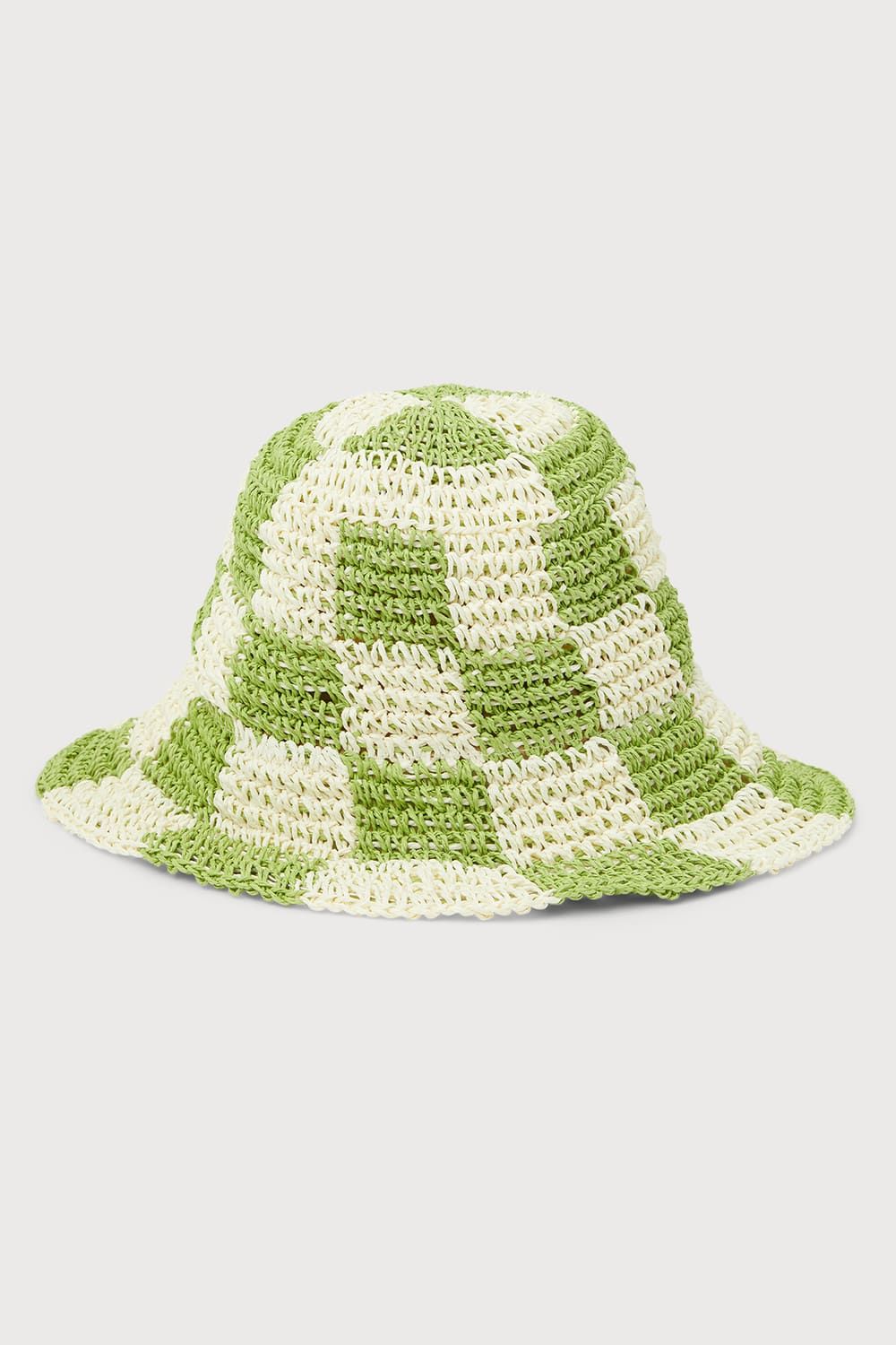 Sadie Green and White Checkered Straw Bucket Hat | Lulus