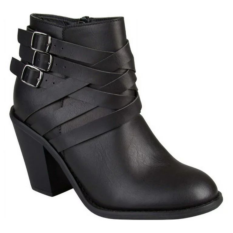 Women's Journee Collection Strap Multi Strap Ankle Boot Black 10 M | Walmart (US)