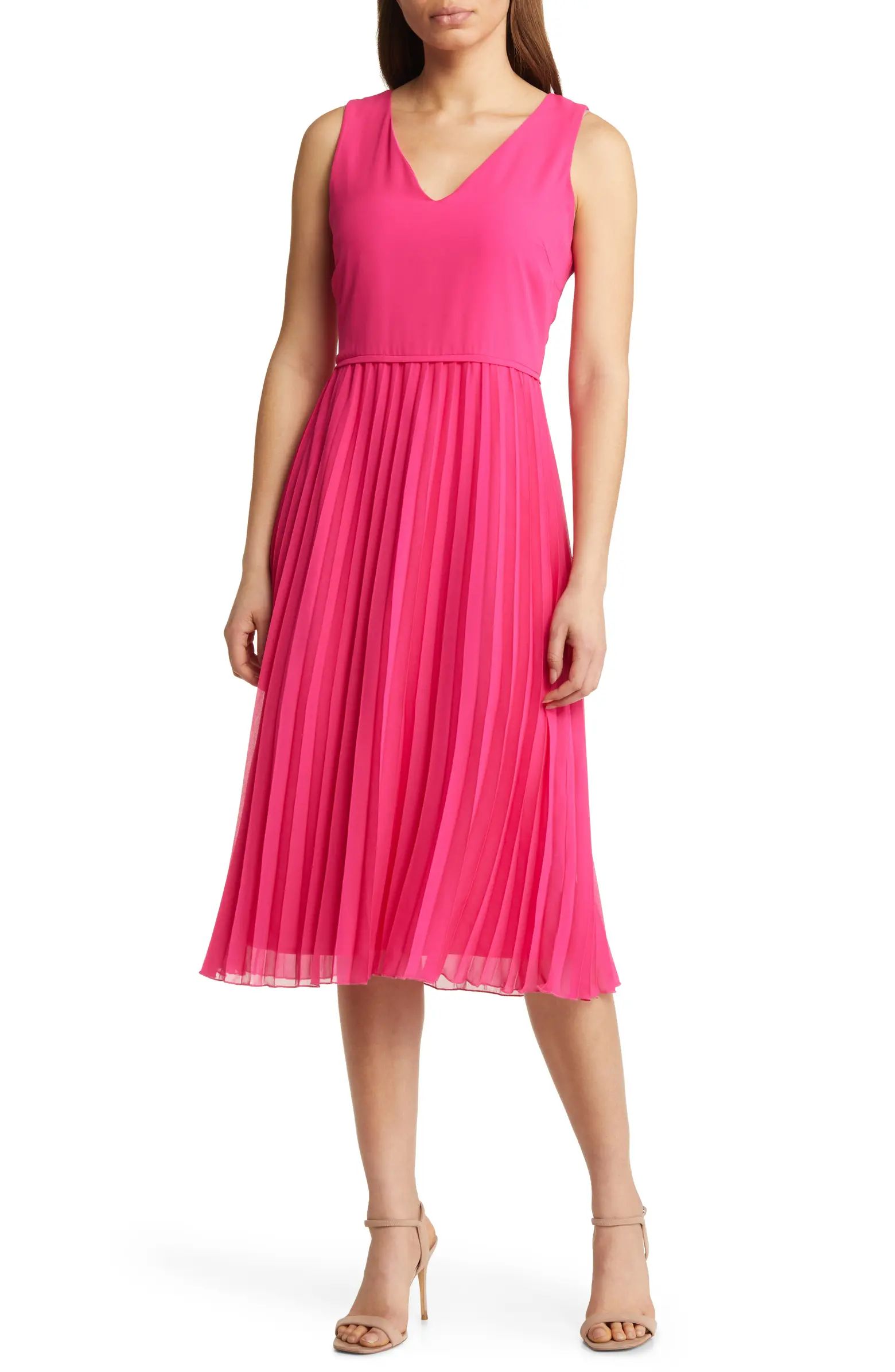 Sam Edelman Pleated Skirt Sleeveless Dress | Nordstrom | Nordstrom