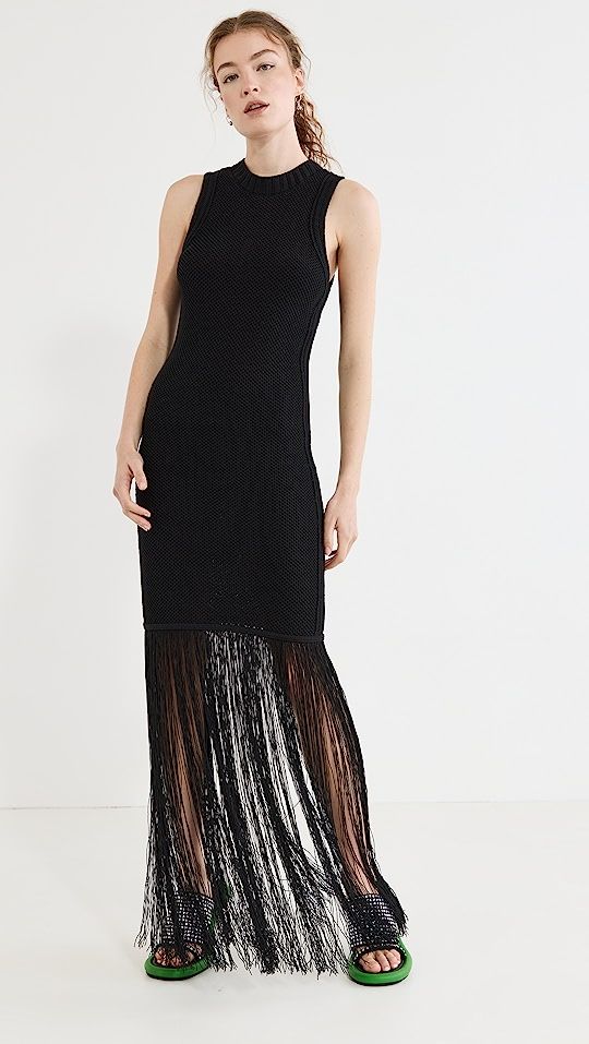 Textured Sleeveless Dress with Fringe | Shopbop