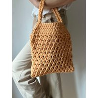 Handmade Crochet Tote Bag Bohemian Soft Orange Polyester Shoulder Bag | Etsy (US)
