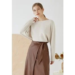 Cozy Boat Neck Batwing Sleeve Sweater in Ivory | Chicwish