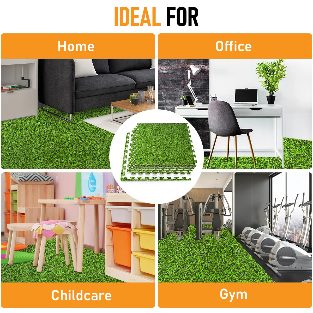 HomeCube USA 3/8 Inch Thick Interlocking Wood Grain Foam Floor Tiles for Home, Office, Workout Eq... | Wayfair North America