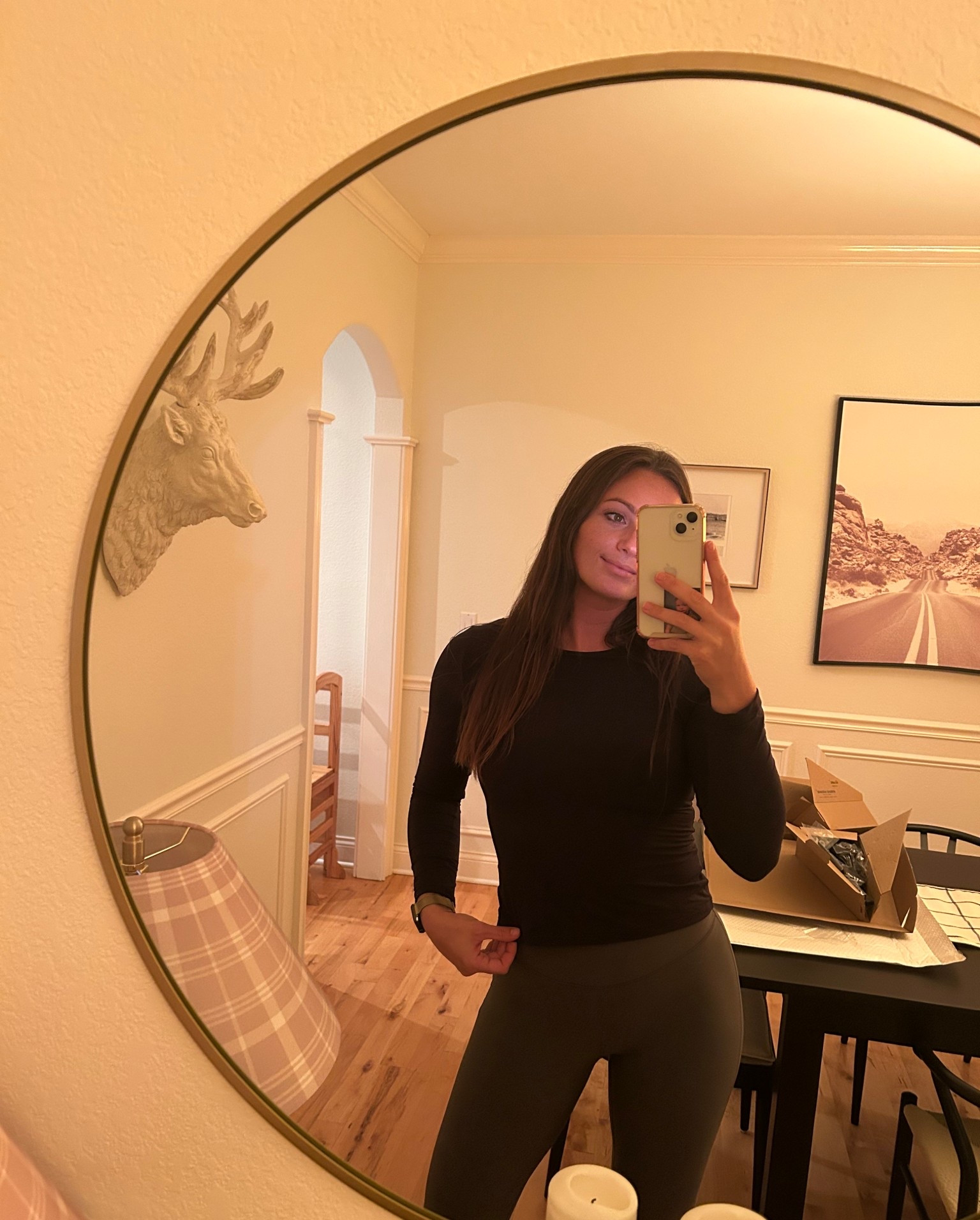 Obsessed with this skims dupe top on Amazon. So reasonable! And of course these yoga pants, my go to. 
Ignore the boxes 📦 🤪

#LTKActive #LTKTall #LTKStyleTip