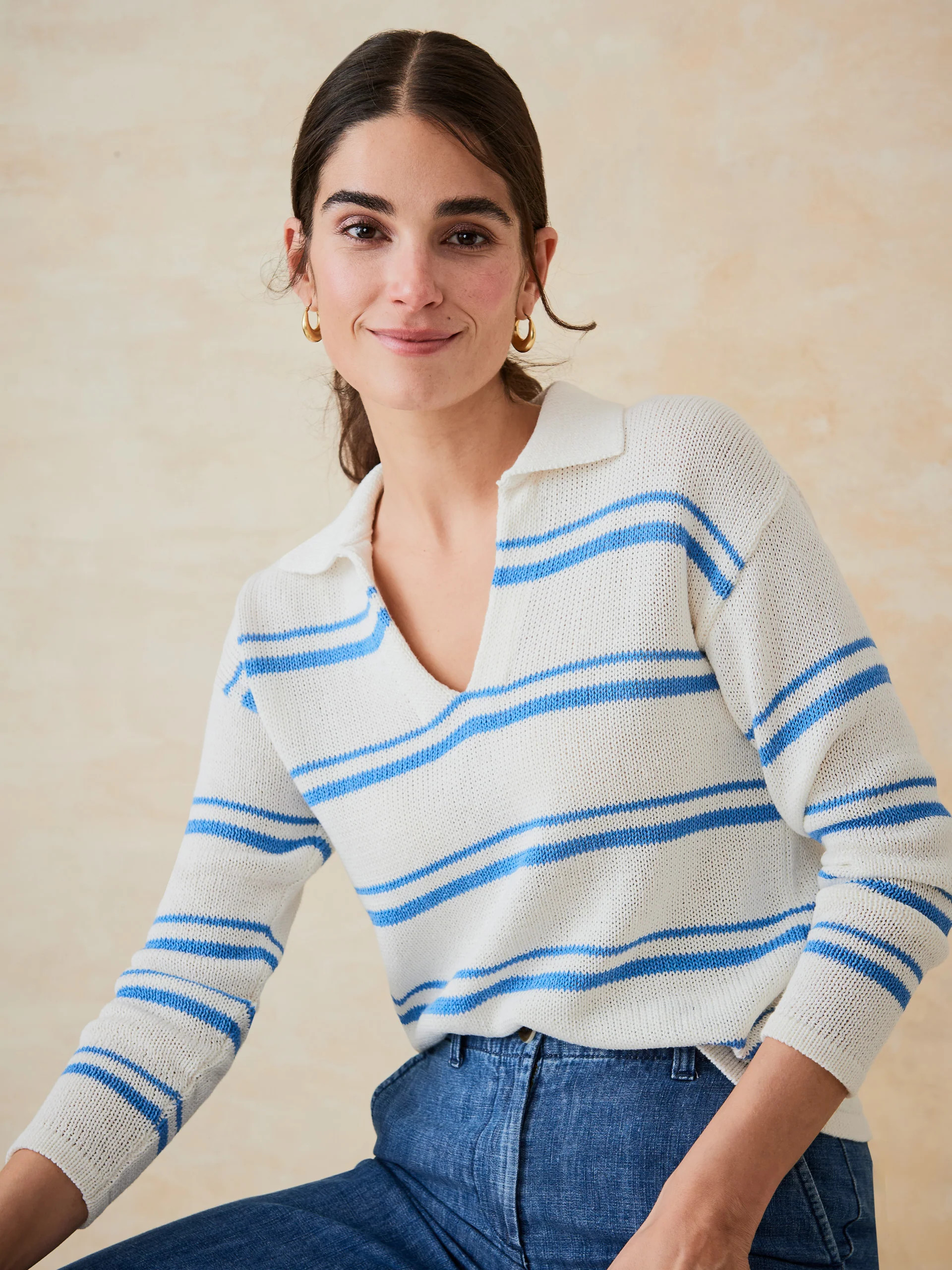 Valerie Polo Sweater in Stripe | J.McLaughlin