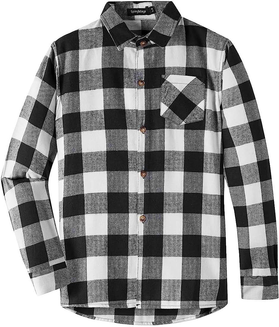 Spring&Gege Boys Casual Long Sleeve Plaid Flannel Button Down Shirt for Children (2-14 Years) | Amazon (US)