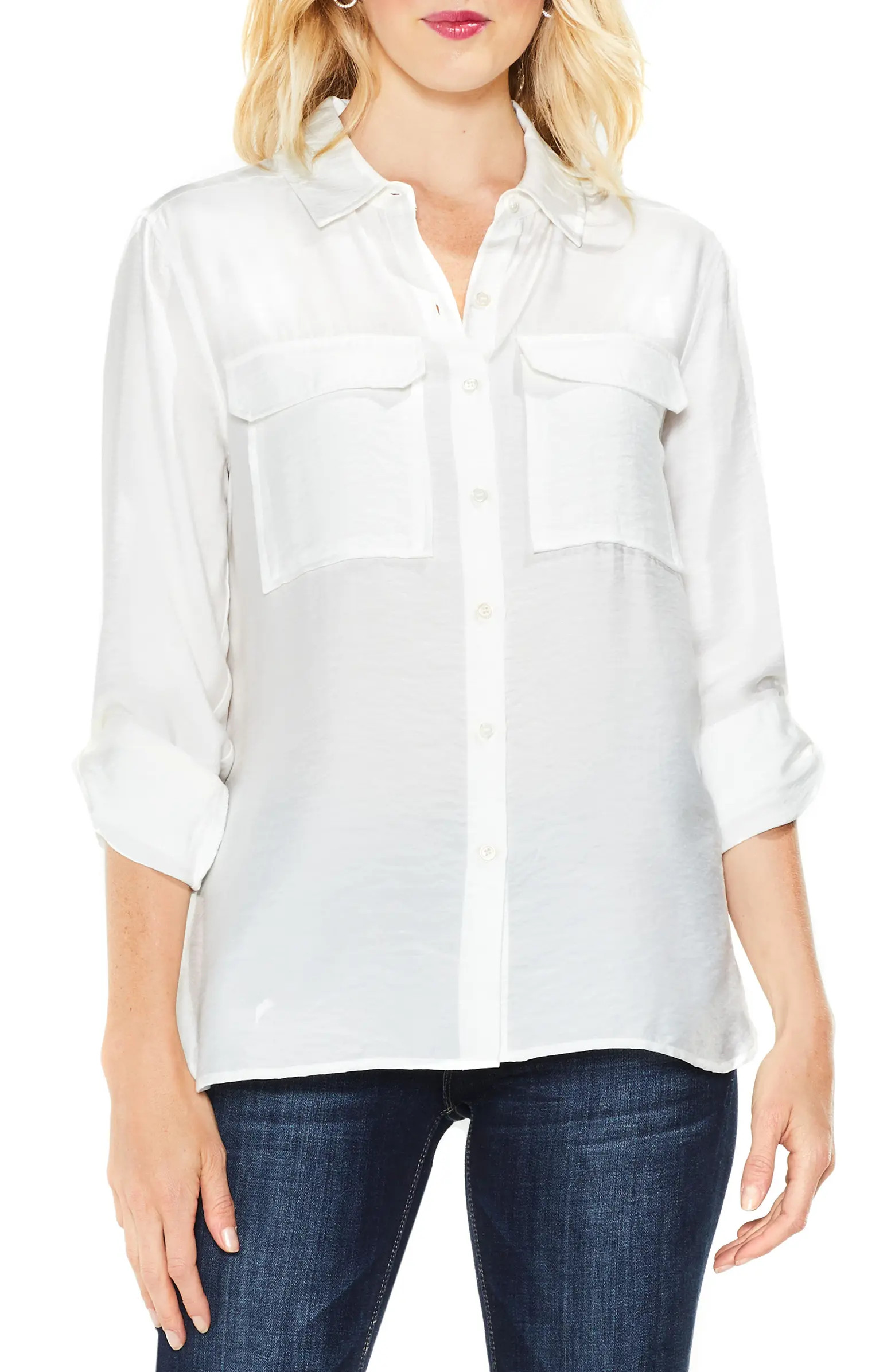 Hammered Satin Utility Shirt | Nordstrom