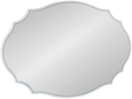 Kate and Laurel Leanna Glam Oval Mirror, 24 x 36, White, Modern Scalloped Mirror for Wall | Amazon (US)