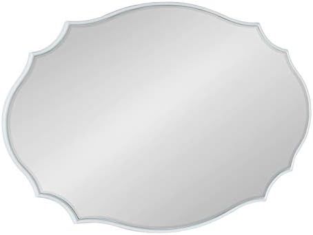 Kate and Laurel Leanna Glam Oval Mirror, 24 x 36, White, Modern Scalloped Mirror for Wall | Amazon (US)