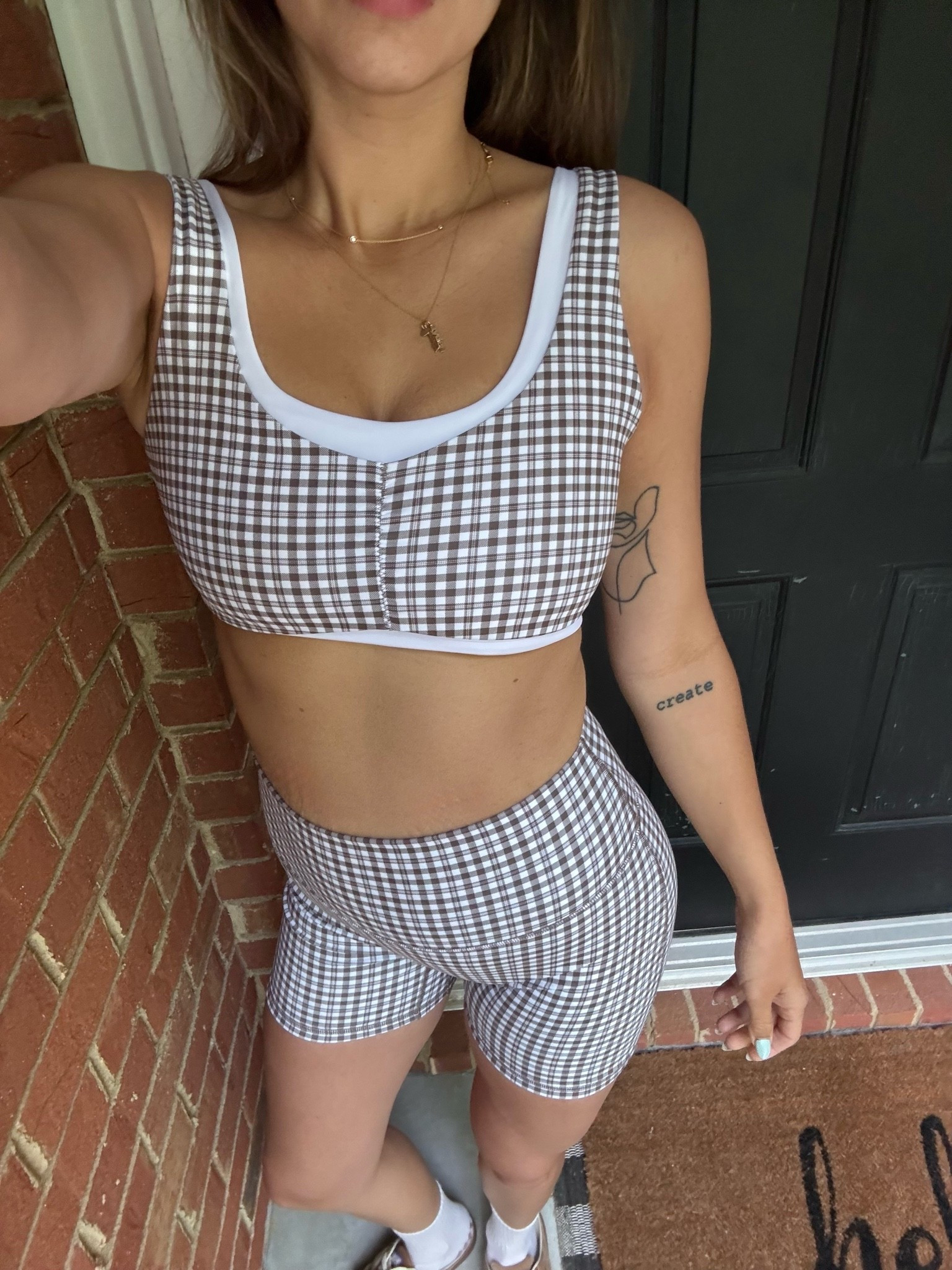 Matching set for spring 
Activewear 
Gingham workout set

#LTKootd #LTKmorningroutine #LTKActive
