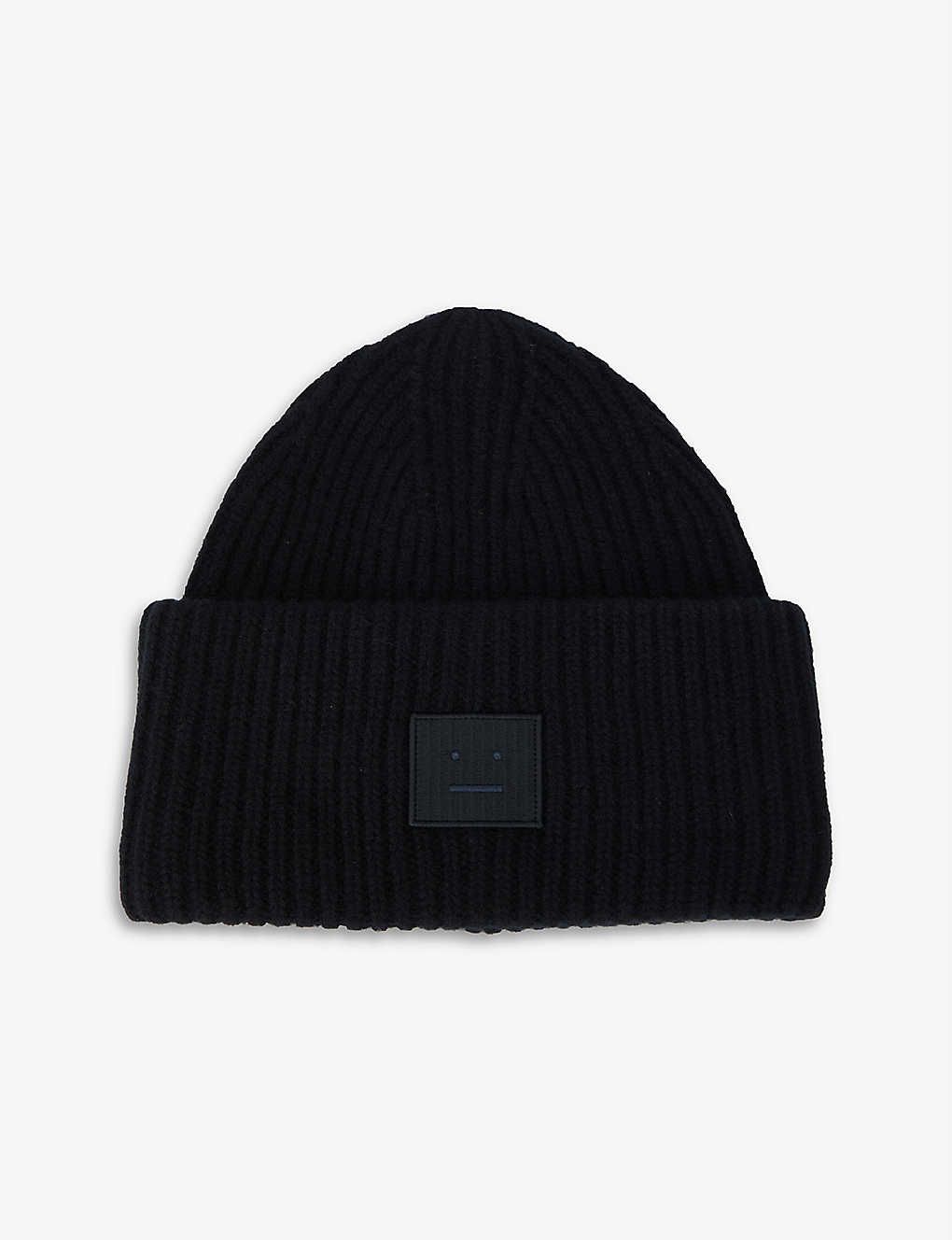 Face logo-patch wool beanie hat | Selfridges