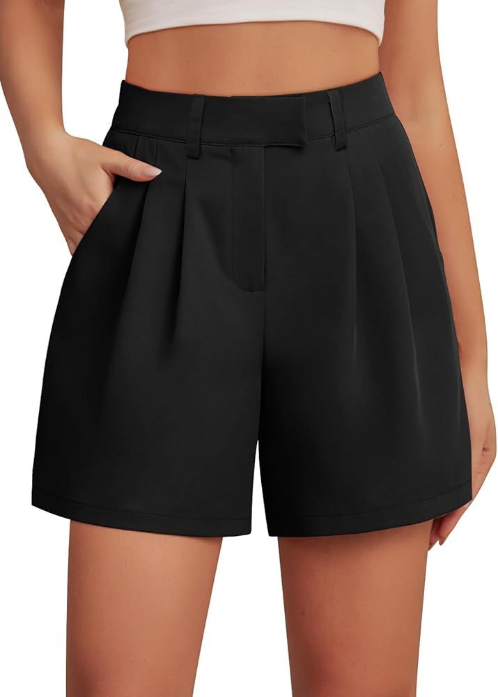 Feiersi Womens Casual Elastic Waist Wide Leg Suit Tailored Shorts Summer Dressy Work Trouser Shor... | Amazon (US)