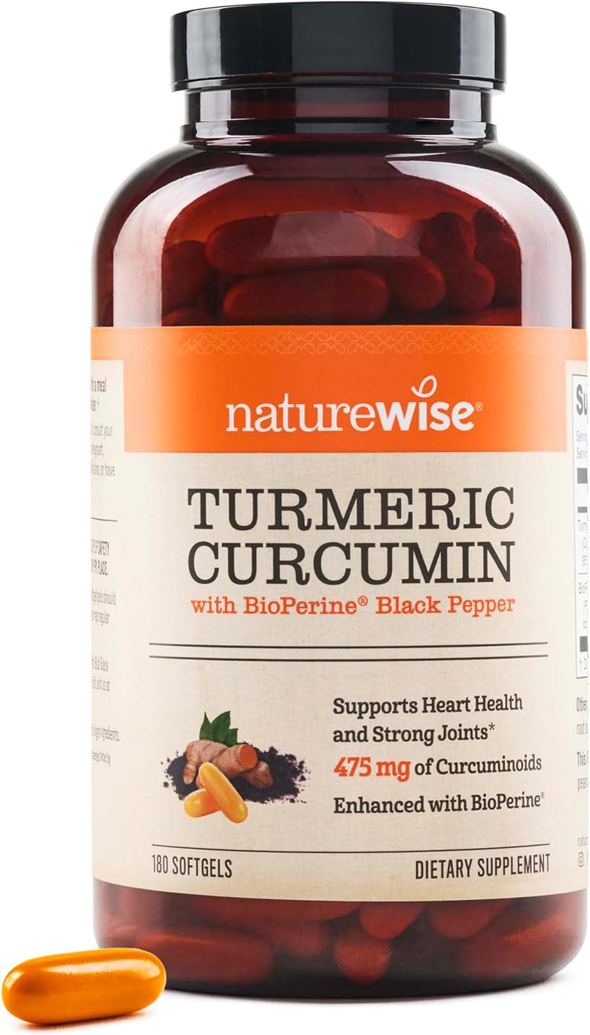 NatureWise Turmeric Curcumin 500mg Supplement with BioPerine, 180 Softgels | Amazon (US)