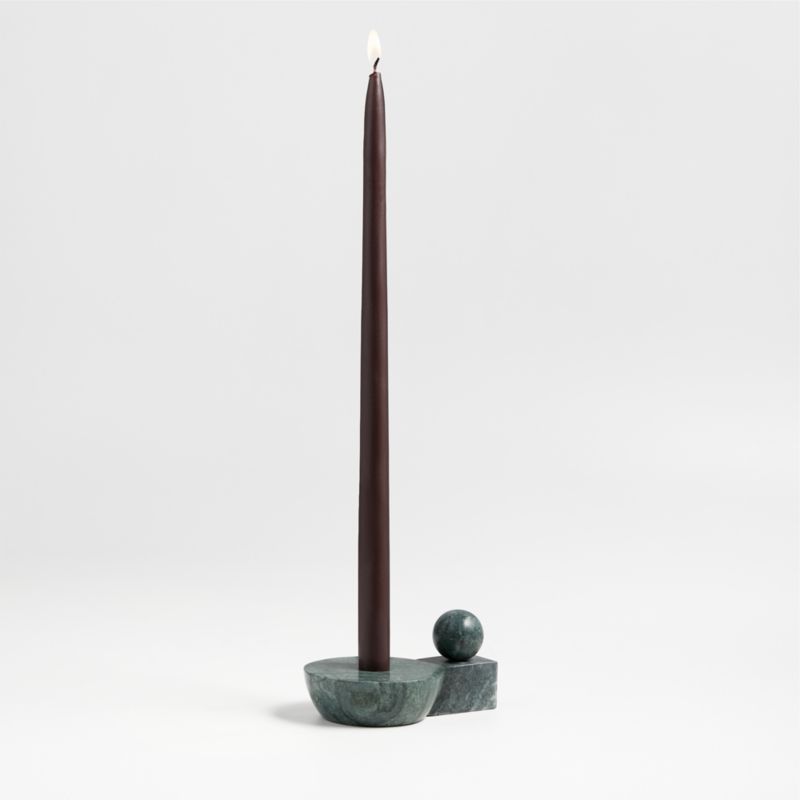 Noyau Green Marble Taper Candle Holder by Athena Calderone | Crate & Barrel | Crate & Barrel