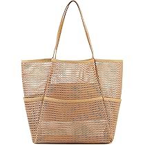 Amazon.com: BTOOP Large Mesh Beach Tote Bag for Women with Multiple Pockets Toys Tote Bags for Famil | Amazon (US)