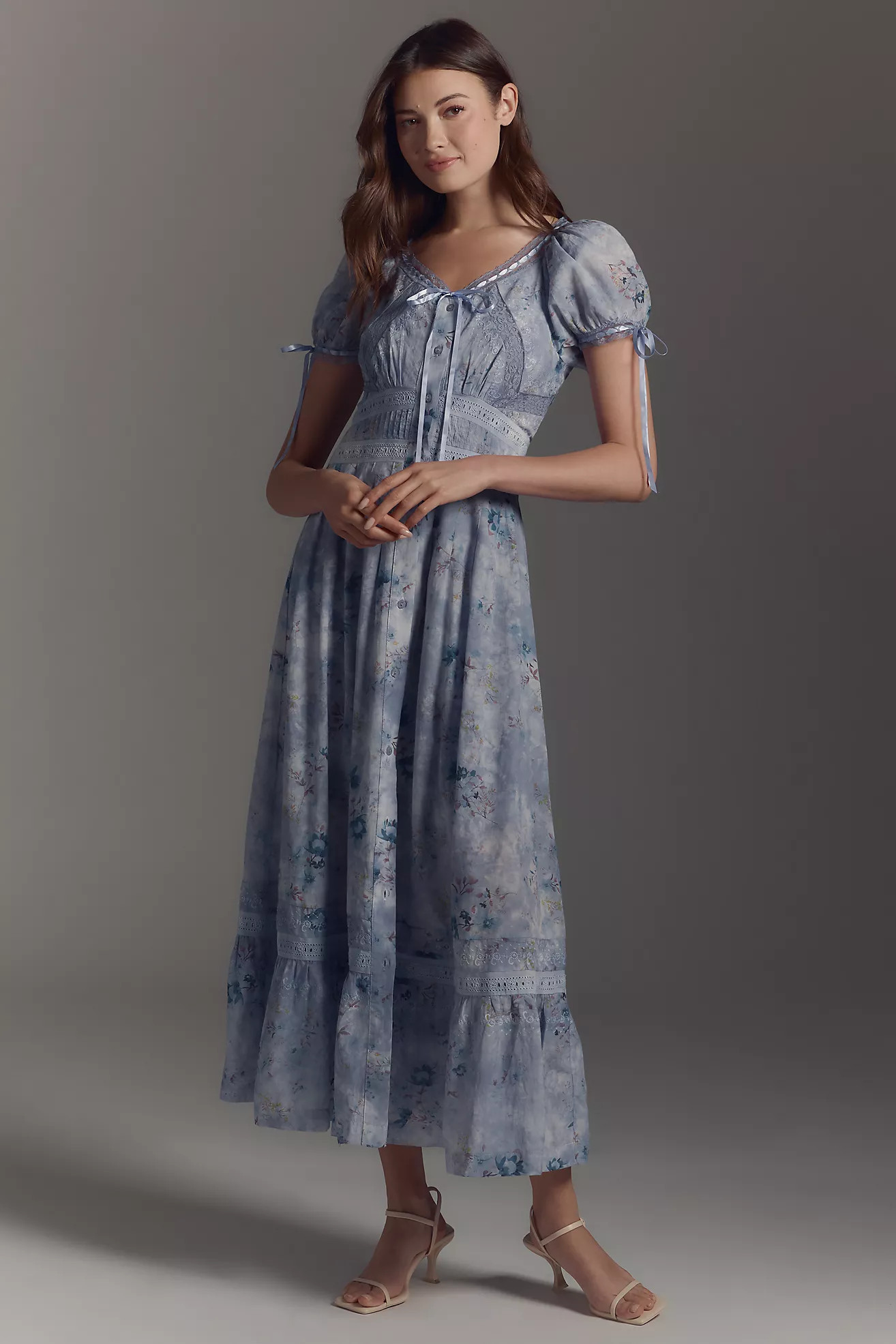 By Anthropologie Short-Sleeve Button-Front Midi Dress | Anthropologie (US)