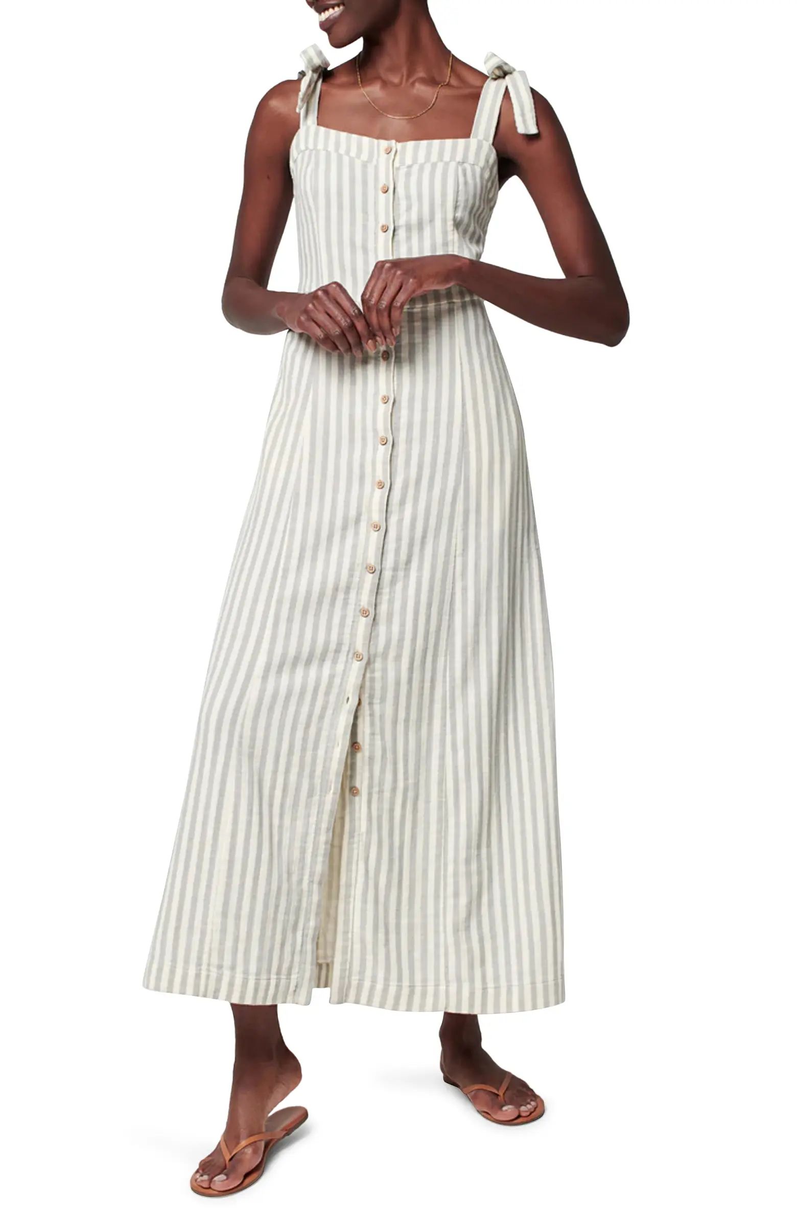 Faherty Tie Strap Organic Cotton Midi Dress | Nordstrom | Nordstrom